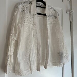 Zara White Button-Down Summer Blouse, Size XS